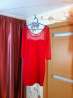 Ярко-красное платье, верх из сеточки