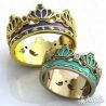 Обручальное кольцо корона с эмалью и сапфирами