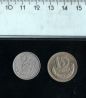 Монеты Монголии: 2 менге 1970г. и 15 менге 1980г.