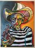 Картина "П.Пикассо с револьвером в шляпе"