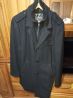 Чёрное молодёжное укороченное тканевое пальто на рост 170-178 см